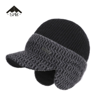 三人居加绒护耳保暖针织帽鸭舌帽SRJMZ8969/顶