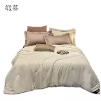 缎暮 100%纯棉贡缎提花精选桑蚕丝被子母双人被(配皮革手提袋)200*230CM/4+6斤 条