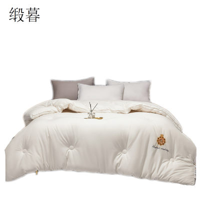 缎暮 A类全棉亲肤舒适大豆抗菌蛋白被双人春秋被 180*220CM/4斤 条
