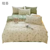 缎暮 100%全棉活性印花小清新三件套 多款可选 1.2M床(被套:160*210CM)套(茶艺师)