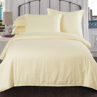 煊煜床上用品三件套米色缎条三件套酒店公寓常用规格被套160*230cm床单160*230cm枕套50*80cm
