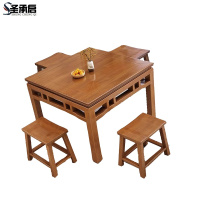 圣承启 实木餐桌 1米4翘凳张