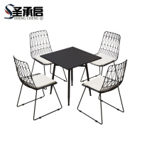 圣承启 桌椅 黑色方桌+4椅 套