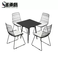 圣承启 桌椅 黑色方桌+4椅 套