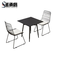 圣承启 露天桌椅套装 黑色方桌+2椅 套