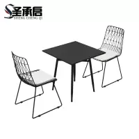 圣承启 露天桌椅套装 黑色方桌+2椅 套