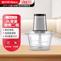 雅乐思 绞肉机YLS-20 2L 铜芯电机 300W功率二档调速 加厚高硼硅杯体