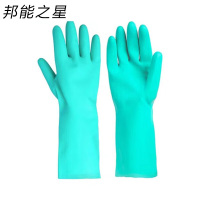 邦能之星耐酸碱手套劳保耐磨工作防水洗碗耐油工业防滑橡胶防腐丁腈手套N52177