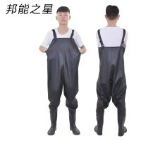 邦能之星下水裤连体背带防水坑道鞋裤捕鱼抓鱼坑道服N312111/件(加厚款)