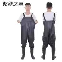 邦能之星下水裤连体背带防水坑道鞋裤捕鱼抓鱼坑道服N312111/件(加厚款)
