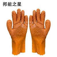 邦能之星浸胶止滑手套耐油耐酸碱手套橡胶全胶皮颗粒杀鱼耐磨防滑手套N58192