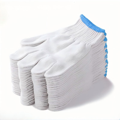 梦丽赛 耐磨防滑白色棉线手套劳保手套 均码(双)