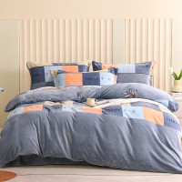 梦知音速暖绒印花四件套奥利 200*230cm