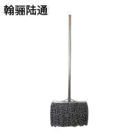 翰骊陆通 可拆卸镀锌铁件老式棉线拖把拖布 蓝白棉线钢杆27cm 把