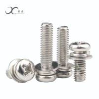 新成不锈钢十字槽半圆头三组合螺丝 M4X12/个