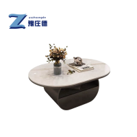 豫庄德岩板茶几白色张