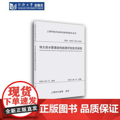 特大排水管渠结构检测评估技术规程(上海市地方标准化指导性技术文件) 同济大学出版社