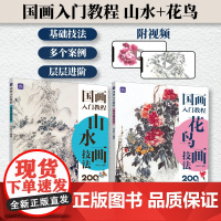 [套装2册]中国画入门教程白描临摹画册工笔画书籍基础教程花鸟山水线稿花卉人物描红书初学者画画毛笔绘画练习教材国画速写