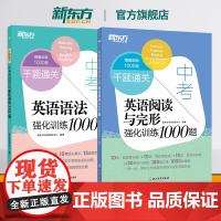 [新东方店]中考英语阅读与完形强化训练1000题+语法强化训练1000题(共2本)初三九年级中考题模拟题预测题 写作备考