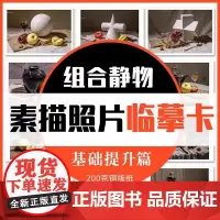 素描照片临摹卡组合静物基础提升篇 临摹范本组合画册集组合静物道具结构解析照片写生创意卡片校联考高考绘画示范 美术素描临摹