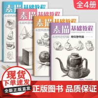 4册 素描基础教程入门临摹教材书籍零基础初学自学起步石膏几何体静物结构人物头像铅笔绘画画册美术技法的诀窍小学生中考美术