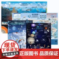 出版社 海洋地图(2张)+天空地图(2张)儿童房挂图地图防水覆膜墙贴儿童地理百科
