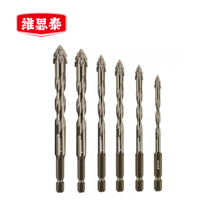 维思泰 手电钻瓷砖金属大理石陶瓷木材混凝土水泥偏心三角四刃钻头 5/6/8/10/12mm套装 套