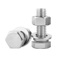 中锦科技 304外六角螺丝螺母套装 M6*150[杆+母+平弹垫]套