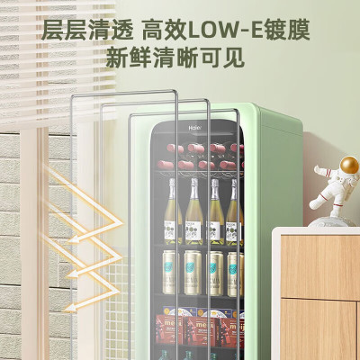 海尔冰吧家用透明玻璃门小型冰吧LC-150WLH9EC1办公室冰箱饮料茶叶冷藏柜水果保鲜柜红酒柜立式客厅冰吧