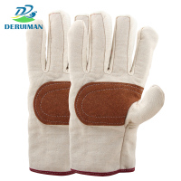 DERUIMAN双层帆布手套耐磨加厚电焊掌心加固劳保防护手套