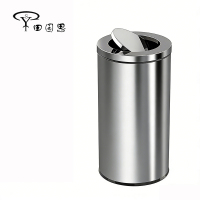 田园思 50L圆形摇盖不锈钢垃圾桶 50L 个