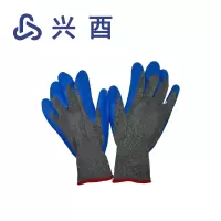 兴酉 灰纱蓝棉线防滑皱纹手套 MH-1 双