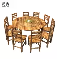 觅鹊 餐桌1.6米+转盘+10椅/张