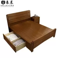 豪晨实木床(1000*2000mm 箱框结构+床头柜)张