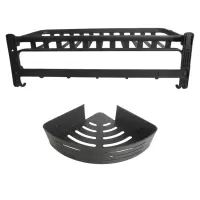 LONMATE 加宽扁杆网蓝浴巾架+三角架 两件套