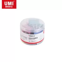 悠米 1# (50mm)彩色长尾票夹(筒装) B09001X (红、黄、蓝、绿)