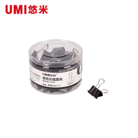 悠米 4# (25mm)黑色长尾票夹(筒装) B09104D 黑