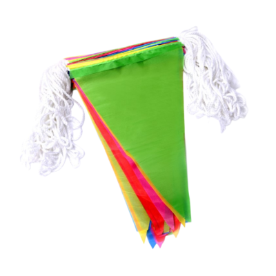 联岚彩色三角串旗大号白绳100米150面包