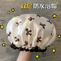 BABY LIZARD 浴帽双层加厚时尚女防水洗澡家用防油烟头套女沐浴帽01 个