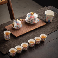 手工银掐丝茶壶陶瓷杯品杯精致功夫茶具礼盒套装