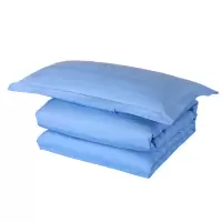 洛菲源 床上用品三件套(蓝色缎条)床单160*250被套160*230 枕巾52*78 套