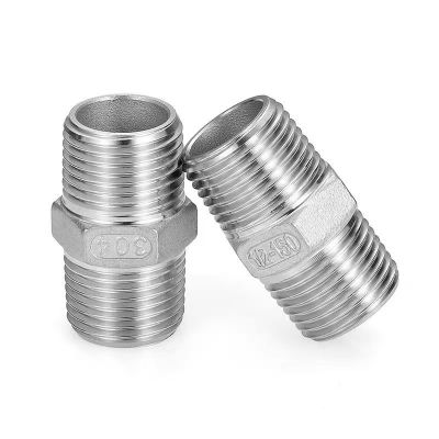 艾菲勒 304不锈钢六角外丝冷镦外牙双对丝螺纹对接水管接头DN20