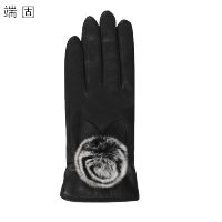 端固触屏加绒整皮羊皮手套D17T/副