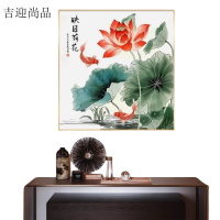 吉迎尚品 国画装饰画酒店挂画壁画 映日荷花60*60cm 个
