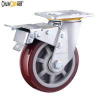 常成 枣红色PU轮 C4-12A100-32A 五金双刹4寸 /个