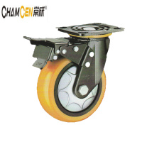常成 橙黄色PU轮 C5-22A150-32E 五金双刹6寸 /个