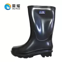 需耀 一体成型雨靴 黑色中筒 双