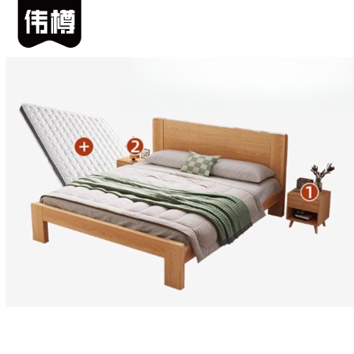 伟樽单人床1200*2000*400mm+床头柜*2+10cm床垫套