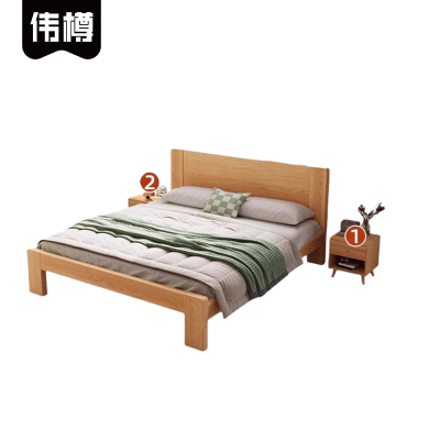 伟樽实木床1800*2000*400mm+床头柜*2套