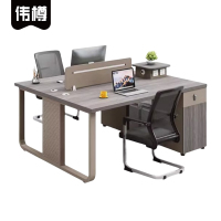 伟樽办公桌一桌二椅带柜120*120*75cm套
